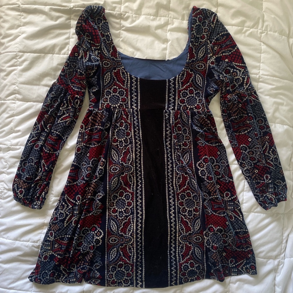 Free People Babydoll Boho Velvet Dress - Picture 3 of 3